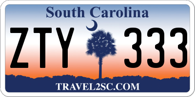 SC license plate ZTY333