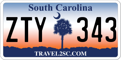 SC license plate ZTY343