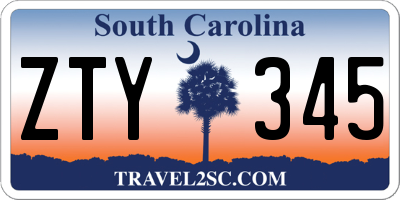 SC license plate ZTY345