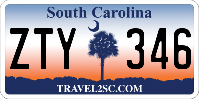 SC license plate ZTY346