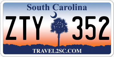 SC license plate ZTY352