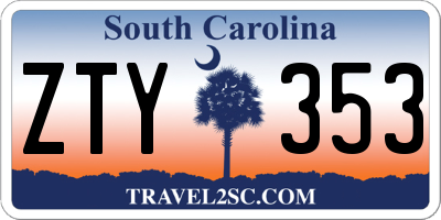 SC license plate ZTY353