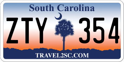 SC license plate ZTY354