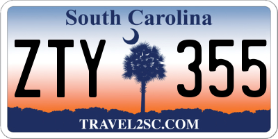 SC license plate ZTY355