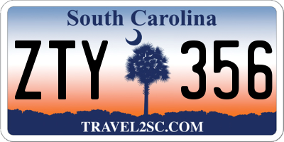 SC license plate ZTY356