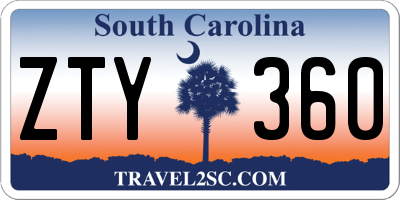 SC license plate ZTY360