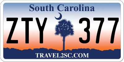 SC license plate ZTY377