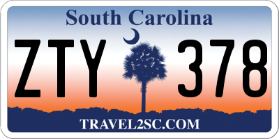 SC license plate ZTY378