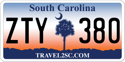 SC license plate ZTY380