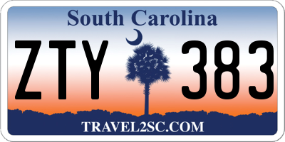 SC license plate ZTY383