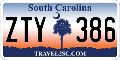 SC license plate ZTY386