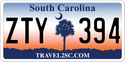 SC license plate ZTY394