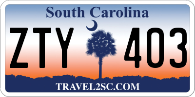 SC license plate ZTY403