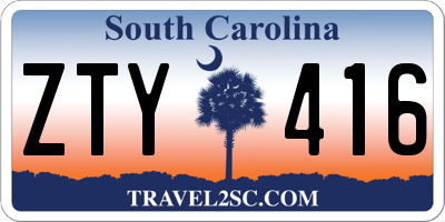 SC license plate ZTY416
