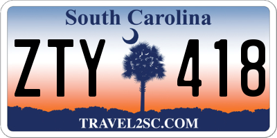 SC license plate ZTY418