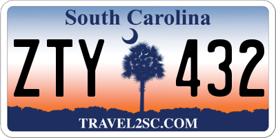 SC license plate ZTY432
