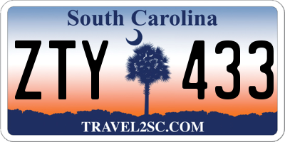 SC license plate ZTY433