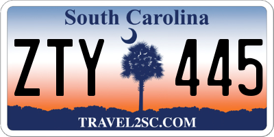 SC license plate ZTY445