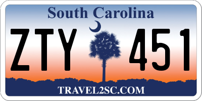 SC license plate ZTY451