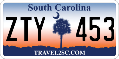 SC license plate ZTY453