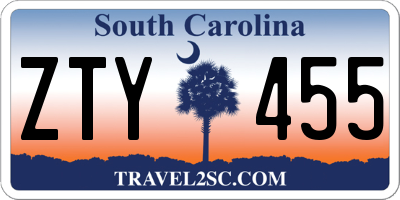 SC license plate ZTY455