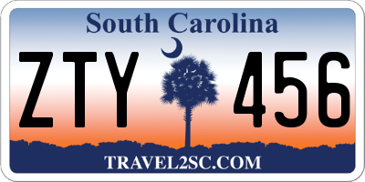 SC license plate ZTY456