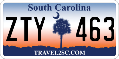 SC license plate ZTY463