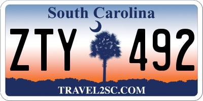 SC license plate ZTY492