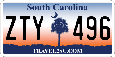 SC license plate ZTY496