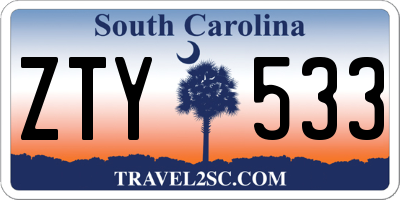 SC license plate ZTY533