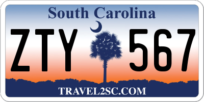 SC license plate ZTY567