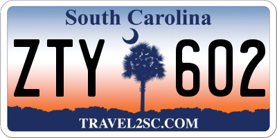 SC license plate ZTY602