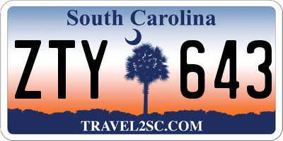 SC license plate ZTY643