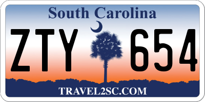 SC license plate ZTY654