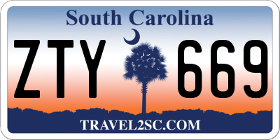 SC license plate ZTY669