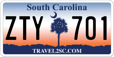 SC license plate ZTY701