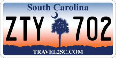 SC license plate ZTY702