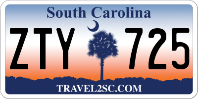 SC license plate ZTY725