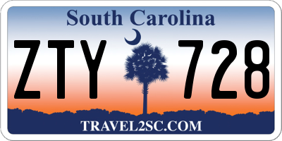 SC license plate ZTY728
