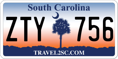 SC license plate ZTY756