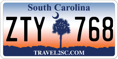 SC license plate ZTY768