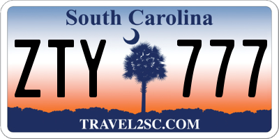 SC license plate ZTY777