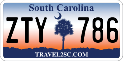SC license plate ZTY786
