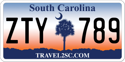 SC license plate ZTY789