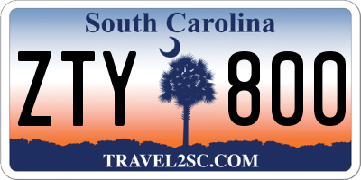 SC license plate ZTY800