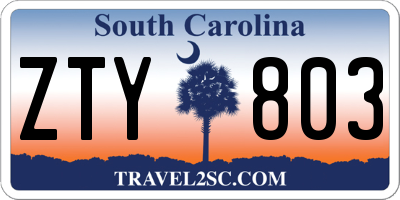 SC license plate ZTY803