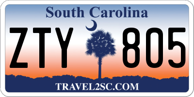 SC license plate ZTY805