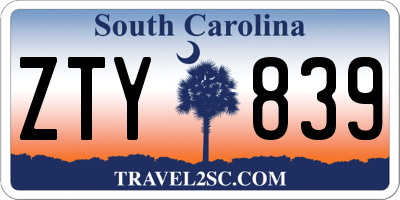 SC license plate ZTY839