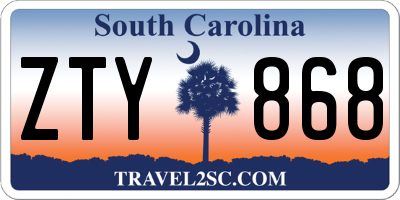 SC license plate ZTY868