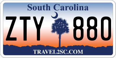 SC license plate ZTY880
